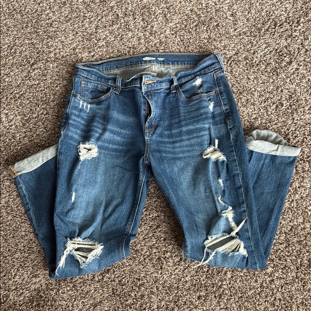 Old Navy Blue Boyfriend Jeans Distressed